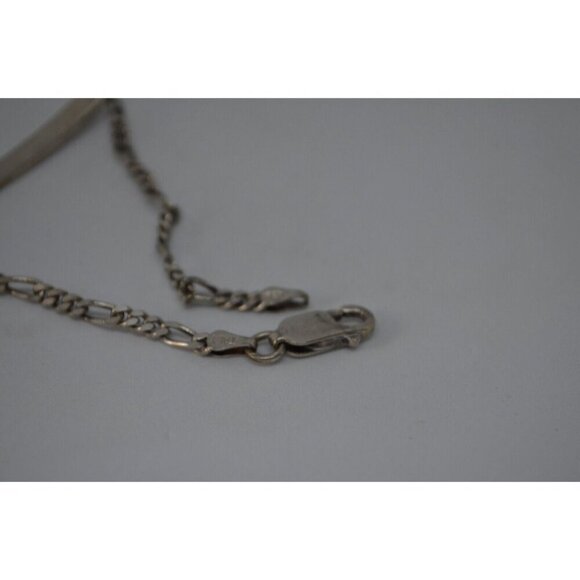 Engravable Bracelet Figaro Chain Blank Nameplate Customizable Sterling Silver - Picture 8 of 8